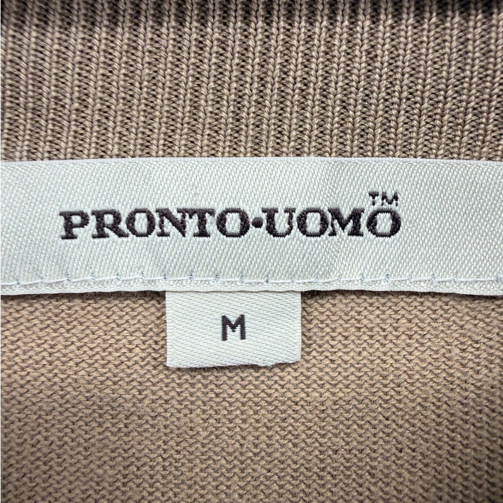 Pronto Uomo Mens Silk Cotton Blend Mock Neck Sweater Tan Brown Size M RN77219 - Picture 4 of 6